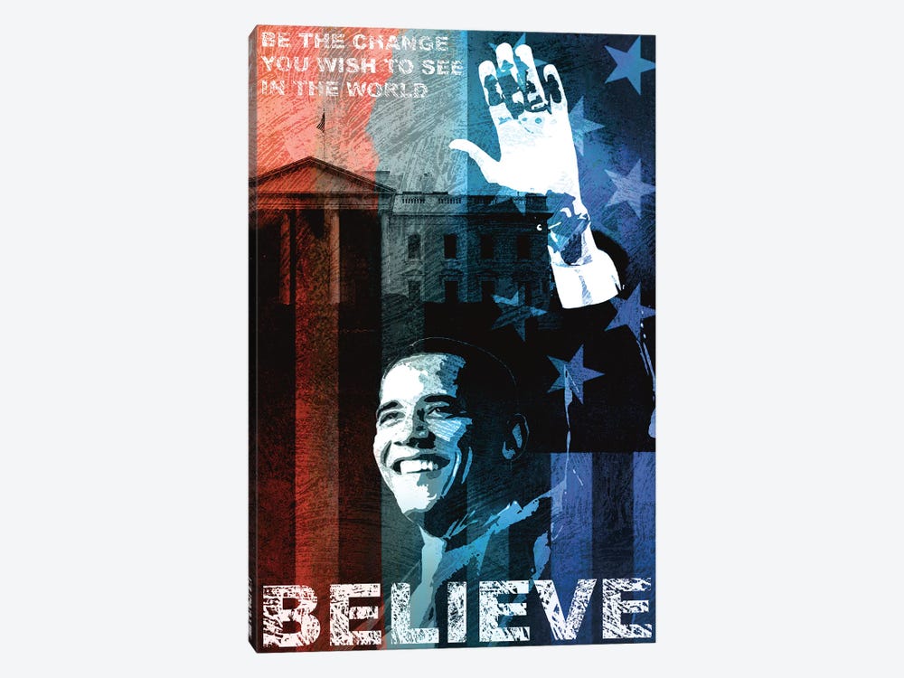 Obama: Believe by Keith Mallett 1-piece Canvas Artwork