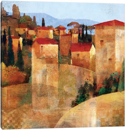 Tuscan Hillside Canvas Art Print - Village & Town Art