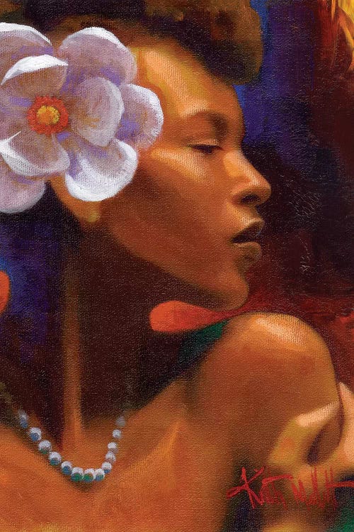 Woman With Pearl Necklace by Keith Mallett wall art