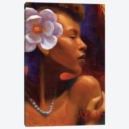 Woman With Pearl Necklace Canvas Print #KMA9} by Keith Mallett Canvas Artwork