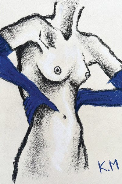 Madam In Blue Gloves