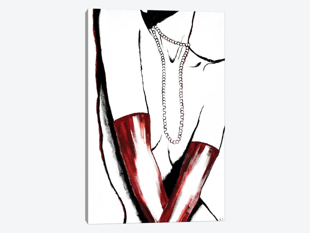 Madame In Red Gloves by Kristina Malashchenko 1-piece Canvas Art Print