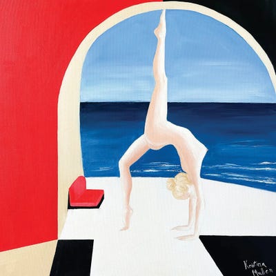 Bare Yoga In Santorini by Kristina Mallen canvas print