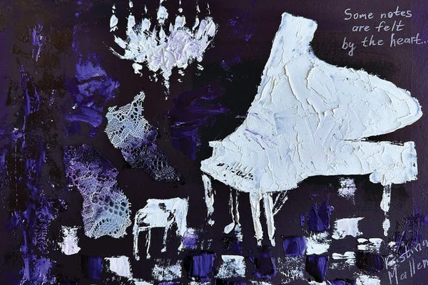 Orchid Pink: White Piano Some Notes Are Felt By The Heart by Kristina Mallen