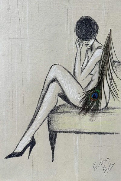 The Woman Behind A Peacock Feather