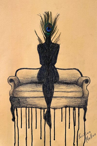 Lady Behind A Peacock Feather