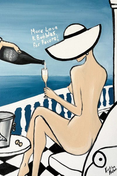 Swamp Green - Canvas Prints: More Love And Bubbles, Per Favore Seated by Kristina Mallen