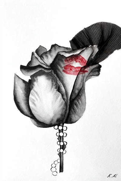 The Kiss On A Black Rose In A Veil by Kristina Mallen acrylic art print