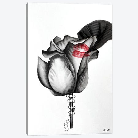 The Kiss On A Black Rose In A Veil Canvas Print #KMC36} by Kristina Malashchenko Canvas Artwork