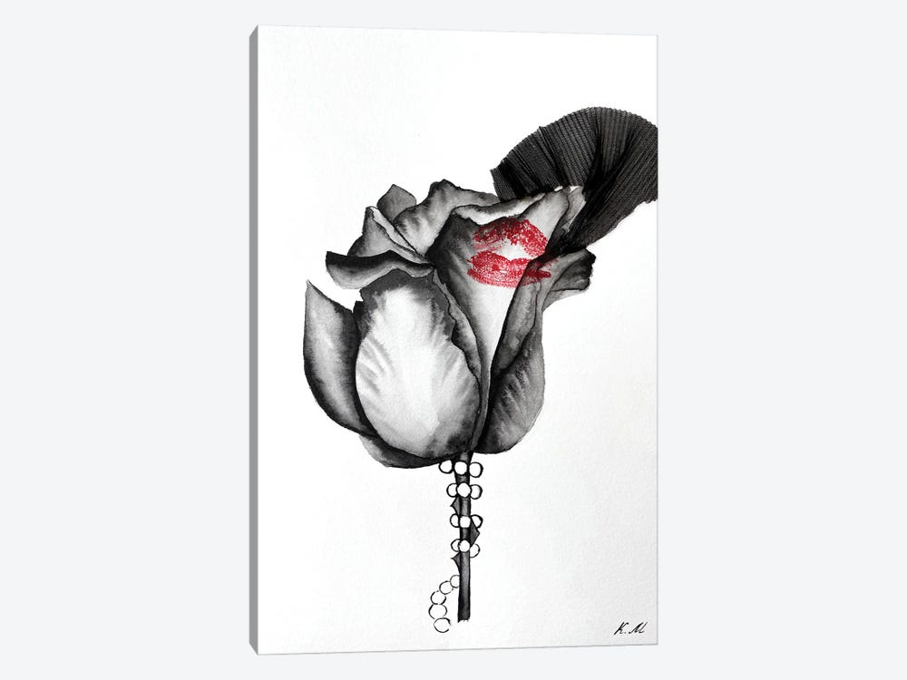The Kiss On A Black Rose In A Veil by Kristina Malashchenko 1-piece Canvas Artwork