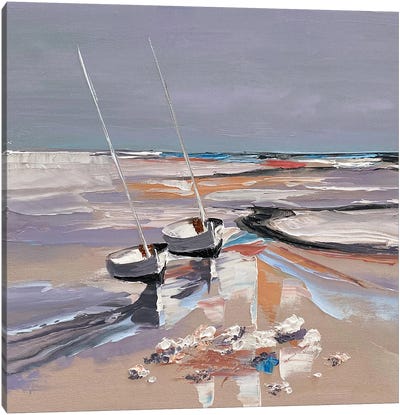Two Souls On The Ashore Canvas Art Print - Contemporary Coastal