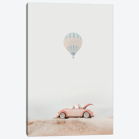Pink Car And Hot Air Balloon Canvas Print #KMD106} by Karen Mandau Canvas Art