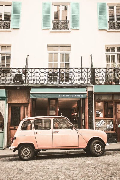 Pink Car In Paris by Karen Mandau art print