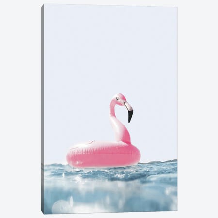 Pink Flamingo Swimring Canvas Print #KMD109} by Karen Mandau Art Print