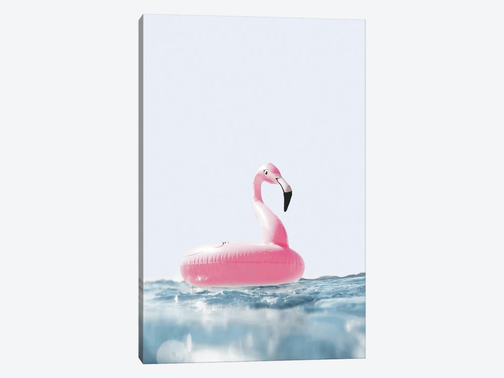 Pink Flamingo Swimring by Karen Mandau 1-piece Canvas Art Print
