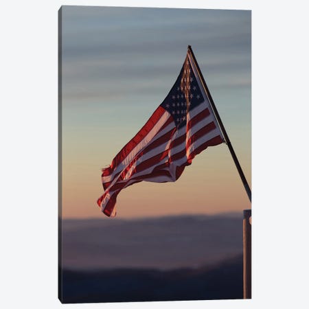 American Flag In The Sunset Canvas Print #KMD10} by Karen Mandau Canvas Wall Art