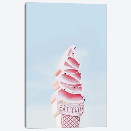 Pink Ice Cream Cone Sign Canvas Print #KMD110} by Karen Mandau Canvas Artwork