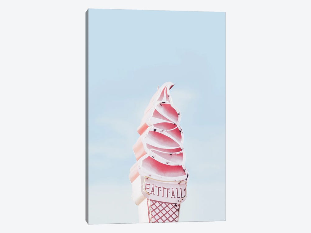 Pink Ice Cream Cone Sign by Karen Mandau 1-piece Canvas Print