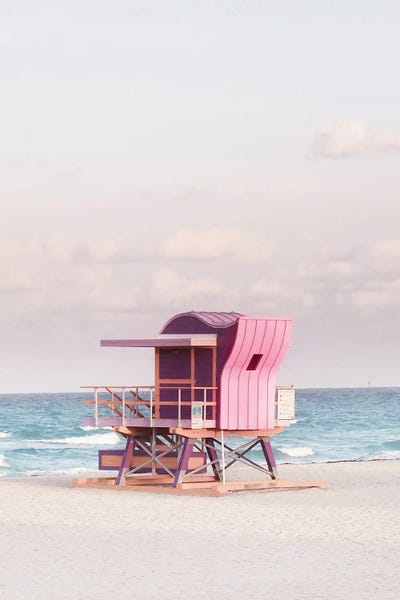 Pink Life Guard Tower by Karen Mandau art print
