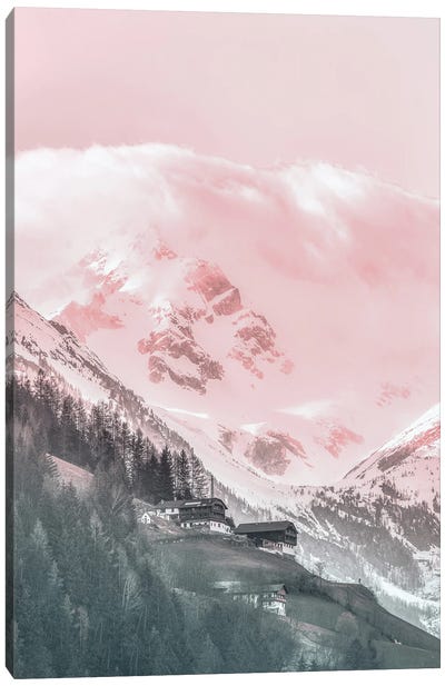 Pink Mountain Landscape Canvas Art Print - Karen Mandau