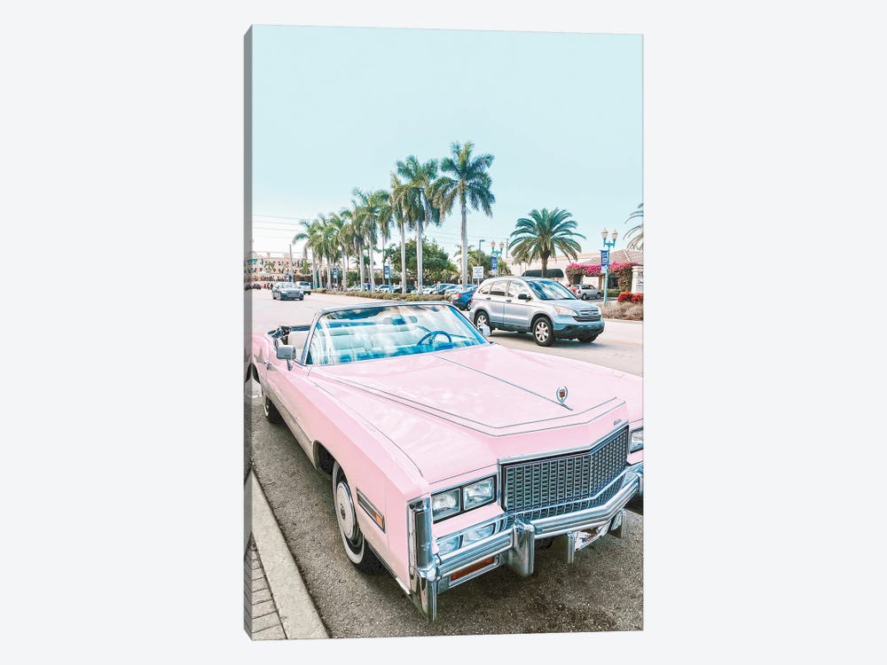 Pink Retro Car In Los Angeles by Karen Mandau 1-piece Canvas Wall Art