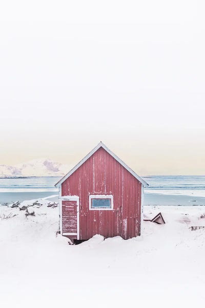 Pink Scandinavian Cabin by Karen Mandau art print