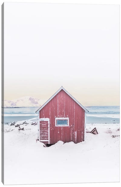Pink Scandinavian Cabin Canvas Art Print - Cabins