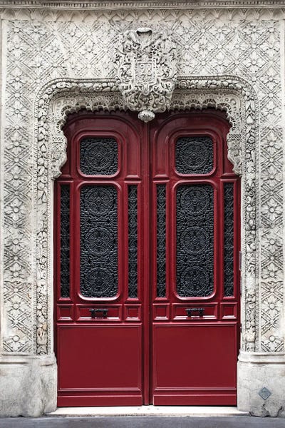 Red Parisian Door by Karen Mandau metal wall art