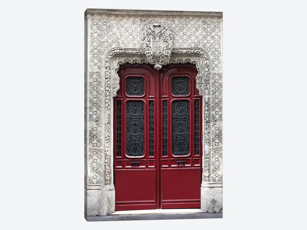 Red Parisian Door by Karen Mandau 1-piece Canvas Print