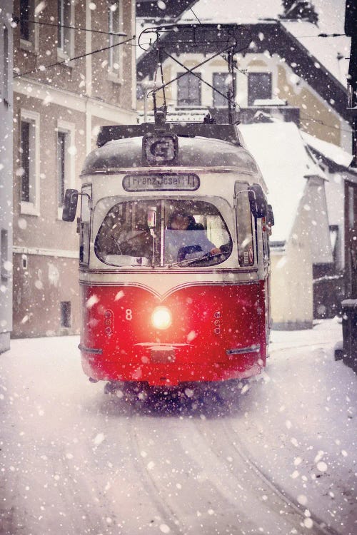 Red Tramway In The Snow