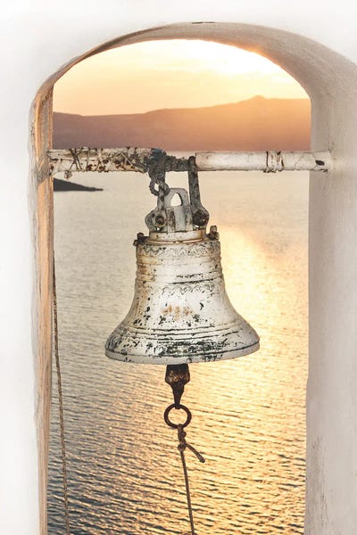 Santorini Church Bell In The Sunset by Karen Mandau art print