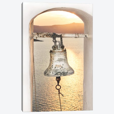 Santorini Church Bell In The Sunset Canvas Print #KMD132} by Karen Mandau Canvas Art