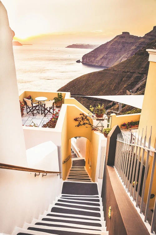 Santorini Stairs In The Sunset