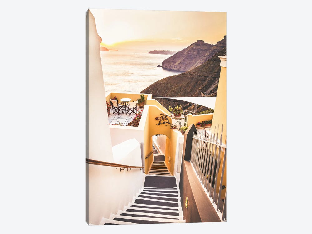 Santorini Stairs In The Sunset by Karen Mandau 1-piece Canvas Wall Art