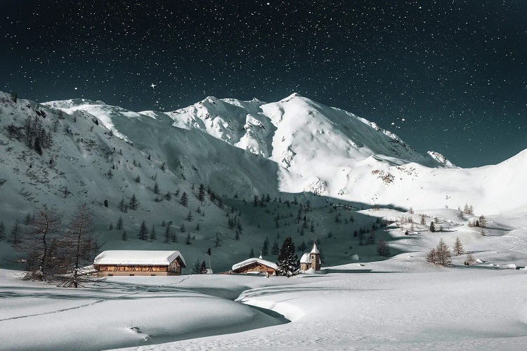 Snow Valley At Night