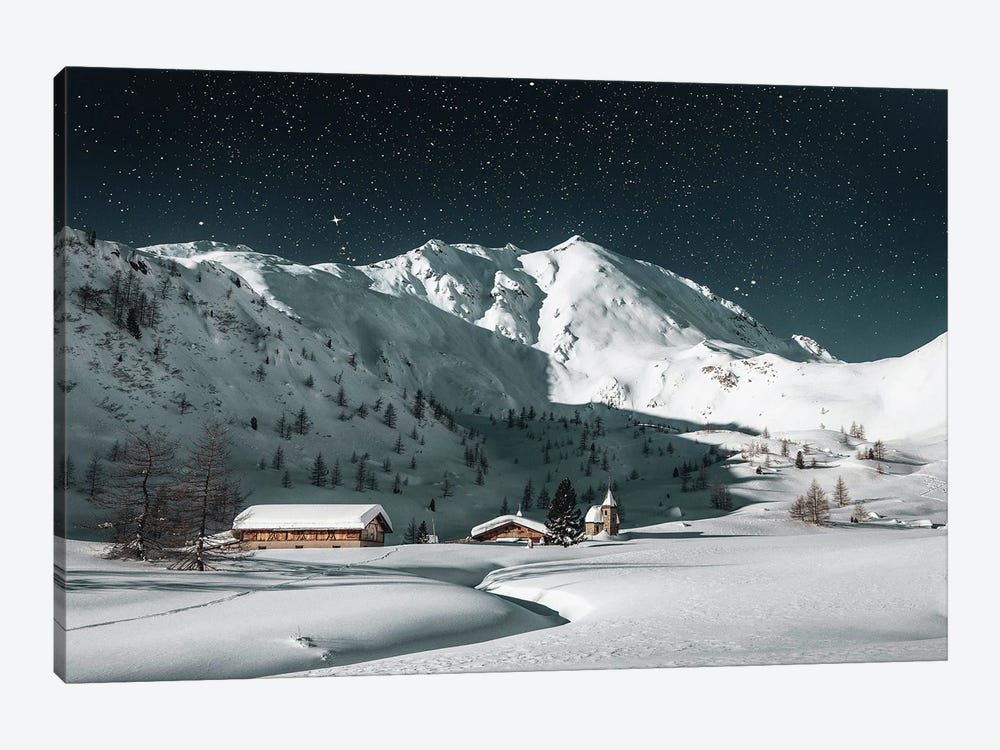 Snow Valley At Night by Karen Mandau 1-piece Art Print