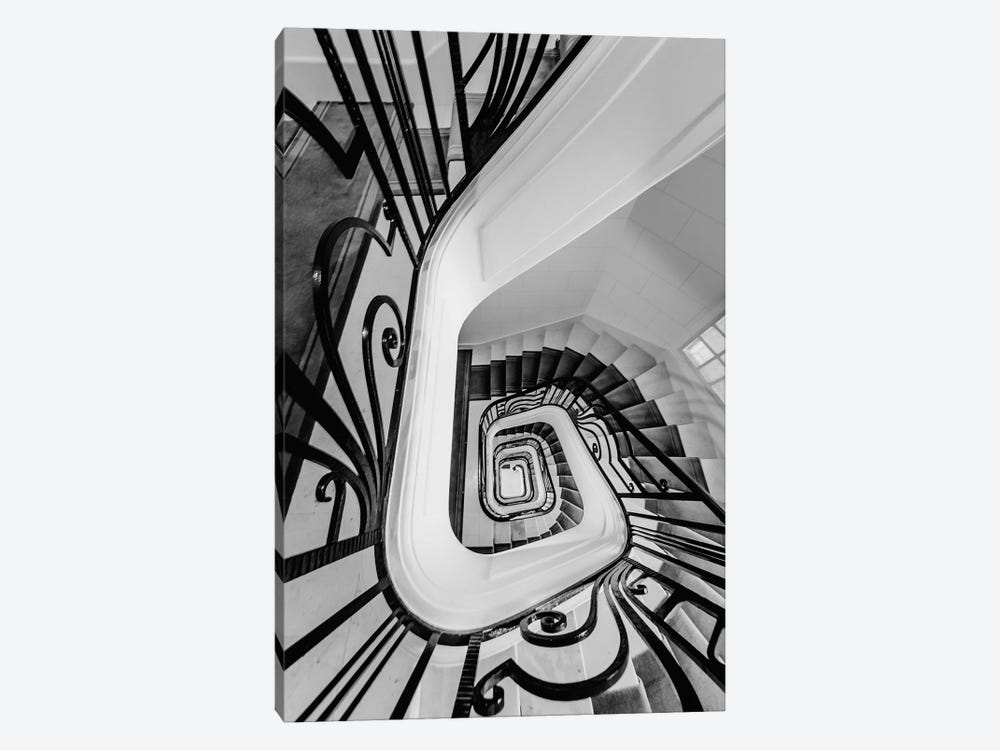 Staircase Black And White by Karen Mandau 1-piece Canvas Art