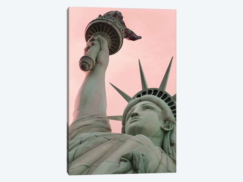 Statue Of Liberty With Pink Sky by Karen Mandau 1-piece Canvas Art Print