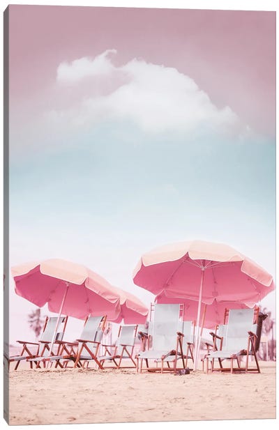 Beach Chairs With Umbrellas Canvas Art Print - Karen Mandau