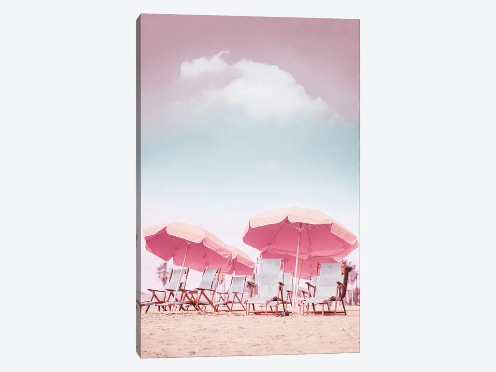 Beach Chairs With Umbrellas by Karen Mandau 1-piece Art Print