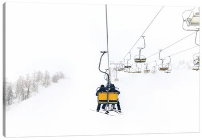Yellow Ski Lift Canvas Art Print - Snowscape Art