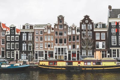Amsterdam Gracht With Boats by Karen Mandau art print