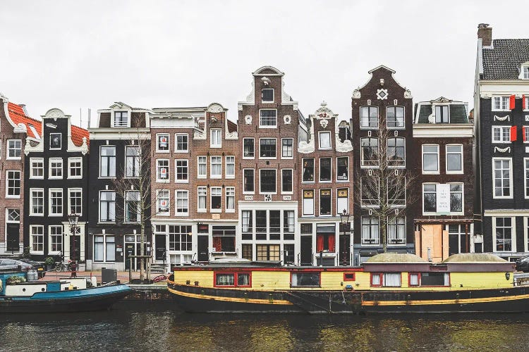 Amsterdam Gracht With Boats