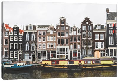 Amsterdam Gracht With Boats Canvas Art Print - Karen Mandau