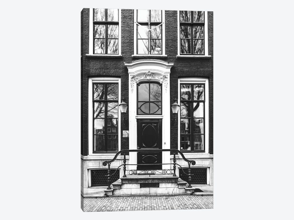Amsterdam Door Black And White by Karen Mandau 1-piece Canvas Wall Art