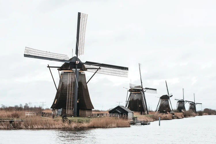 Dutch Windmills At Kinderdijk