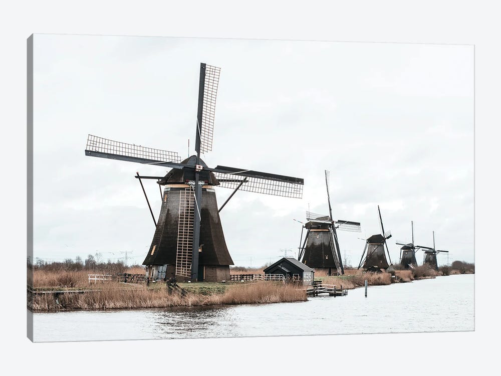Dutch Windmills At Kinderdijk by Karen Mandau 1-piece Canvas Artwork