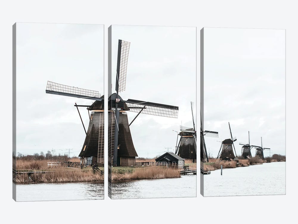Dutch Windmills At Kinderdijk by Karen Mandau 3-piece Canvas Wall Art