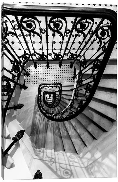 Black And White Staircase Canvas Art Print - Stairs & Staircases