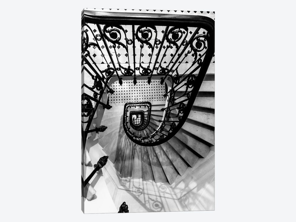 Black And White Staircase by Karen Mandau 1-piece Canvas Wall Art